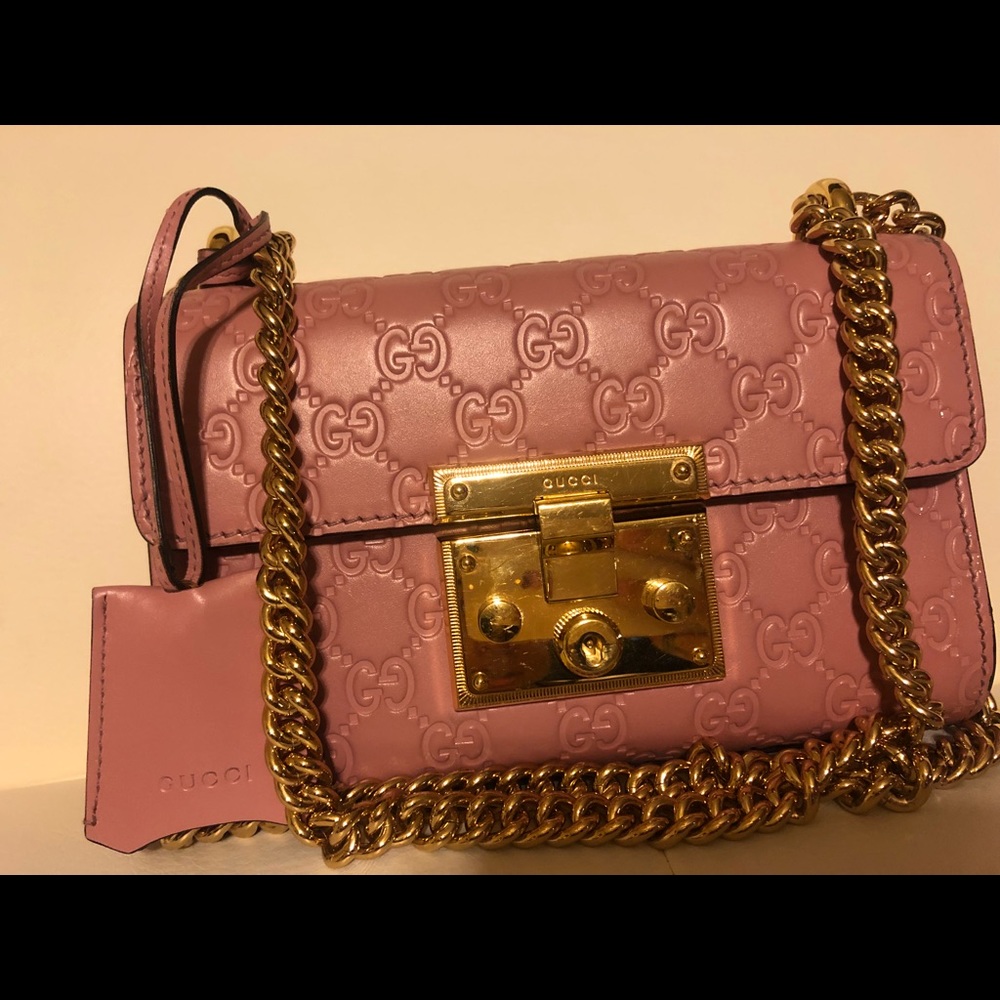 Pink Leather Gucci Padlock Bag (gold chain) - Picture 1 of 3